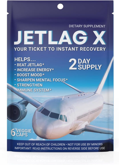 ROCK SOLID JETLAG X - Dietary Supplement for Jet Lag Relief, Energy and Focus