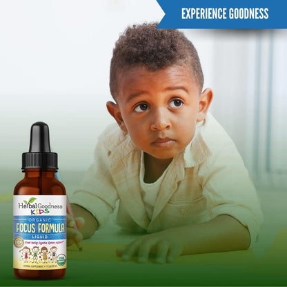 Herbal Goodness Children's Focus Formula Liquid Extract - Ashwagandha & Moringa for Attention and Concentration - 30 ml