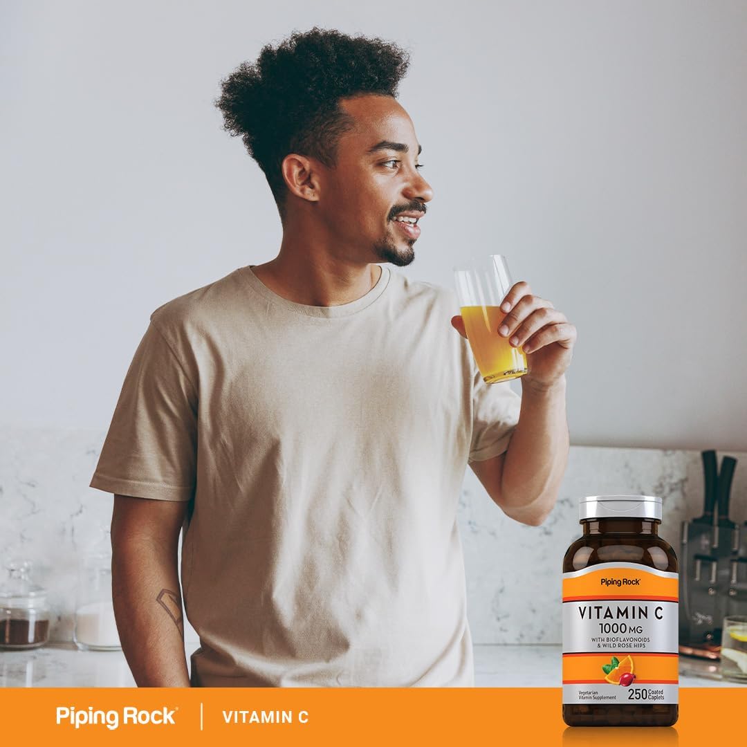 Piping Rock Vitamin C 1000mg with Bioflavonoids and Rose Hips, 250 Caplets - görsel 6
