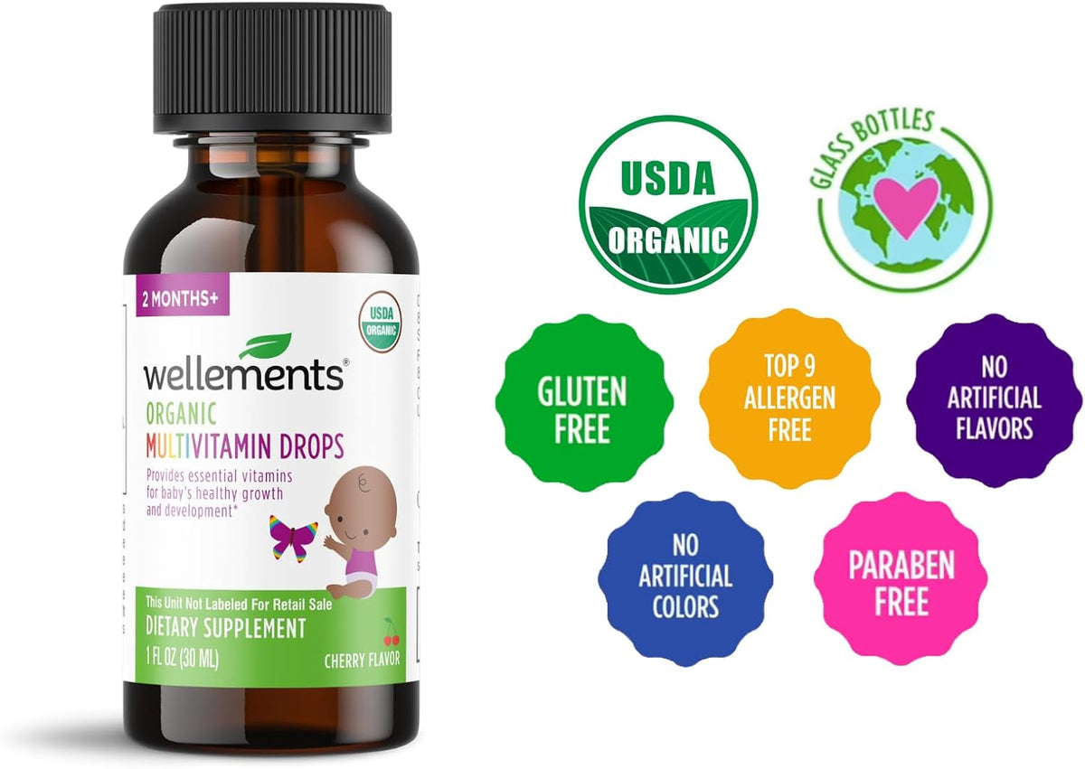 Wellements Organic Baby Multivitamin Drops - Cherry Flavour, 30 ml - görsel 7