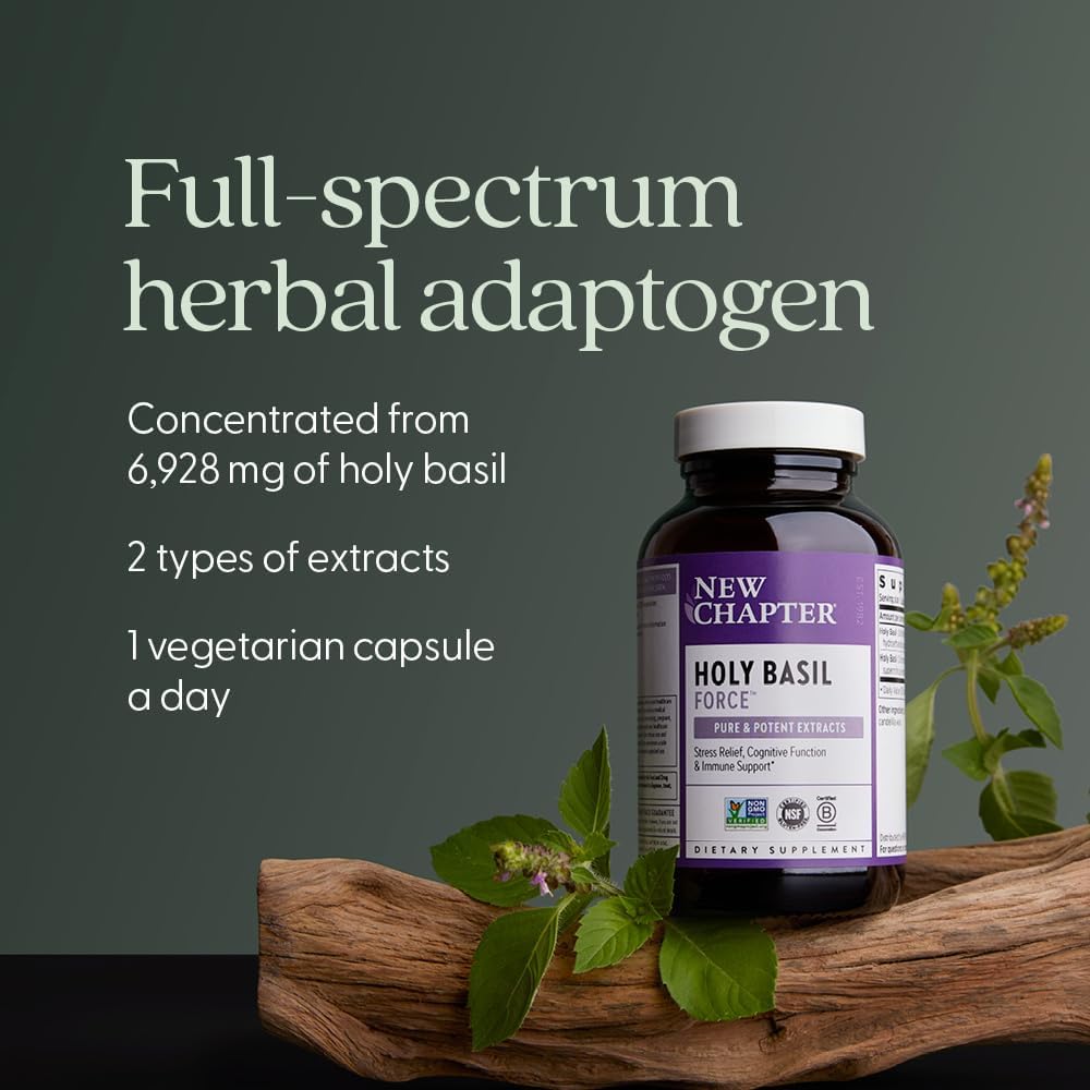 New Chapter Holy Basil Force – Stress Relief Supplement, 120 Vegetarian Capsules - görsel 3