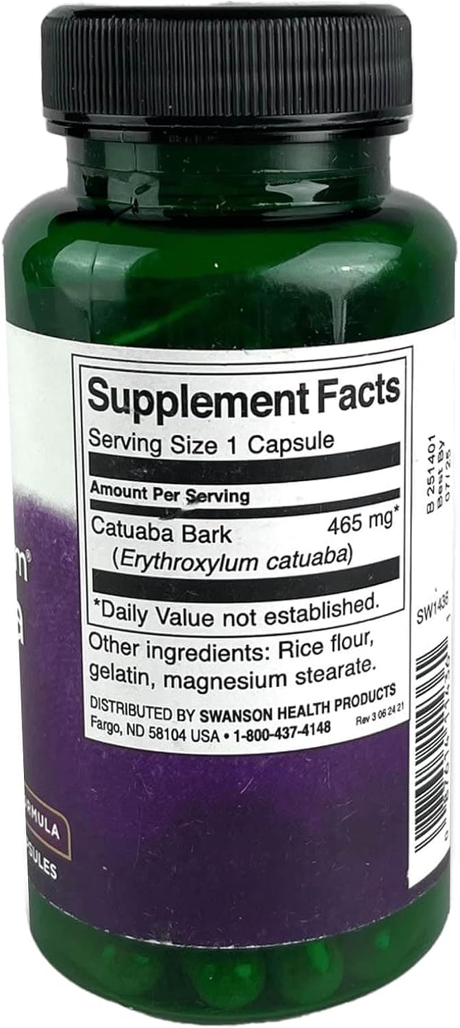 Swanson Catuaba Bark - Herbal Supplement for Endurance & Stamina - 60 Capsules, 465 mg - görsel 2