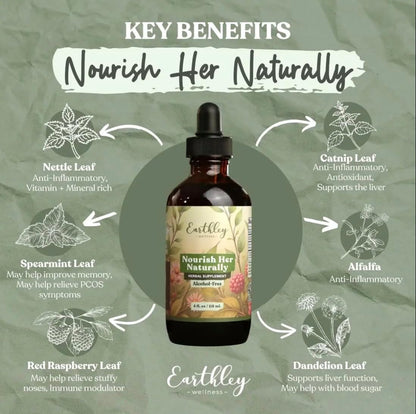 Earthley Wellness Nourish Her Naturally - Liquid Botanical Multivitamin for Women, 118 ml