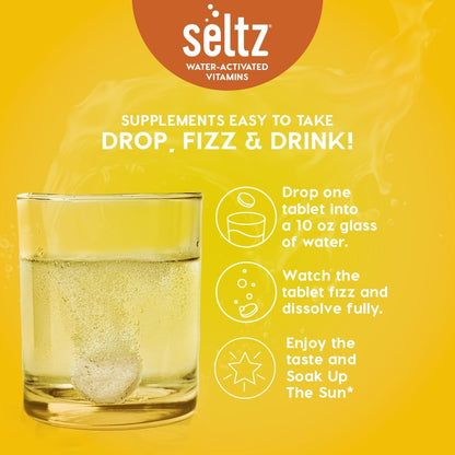 Seltz Vitamin D3 Drink Tablets - 5000 IU Effervescent, Mango & Orange, 120 Tablets