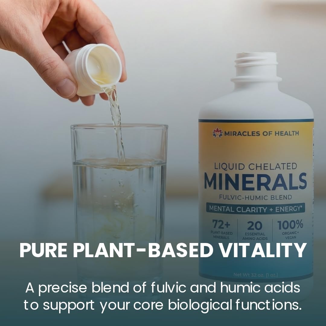Miracles of Health Liquid Chelated Minerals - Organic Humic Fulvic Mineral Blend - 72+ Plant-Based Minerals - 20 Essential Amino Acids - 100% Natural - 1 Month Supply, 946 ml - görsel 5