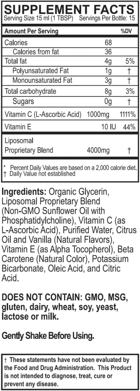 PURALITY HEALTH Vitamin C Liquid Supplement 1000mg, Micelle Liposomal, Non-GMO, Vegan, 15 Day Supply - görsel 9