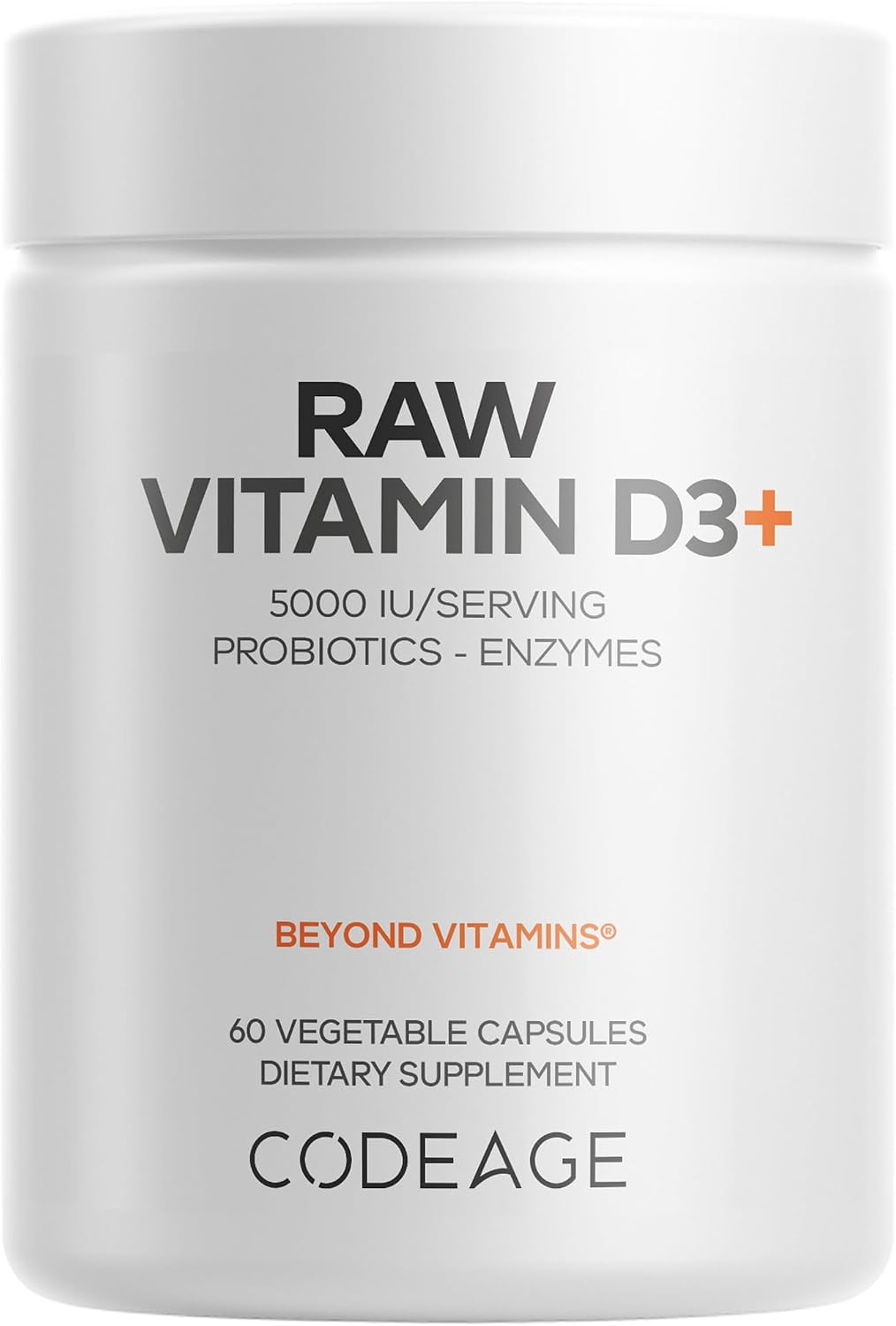 Codeage Raw Vitamin D3+ High Potency 5000 IU – 60 Capsules - görsel 1