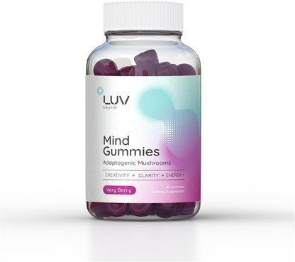 LUV health Mind Gummies – Food Supplement with Organic Mushrooms for Focus, Energy & Immune Support – 30 Gummies