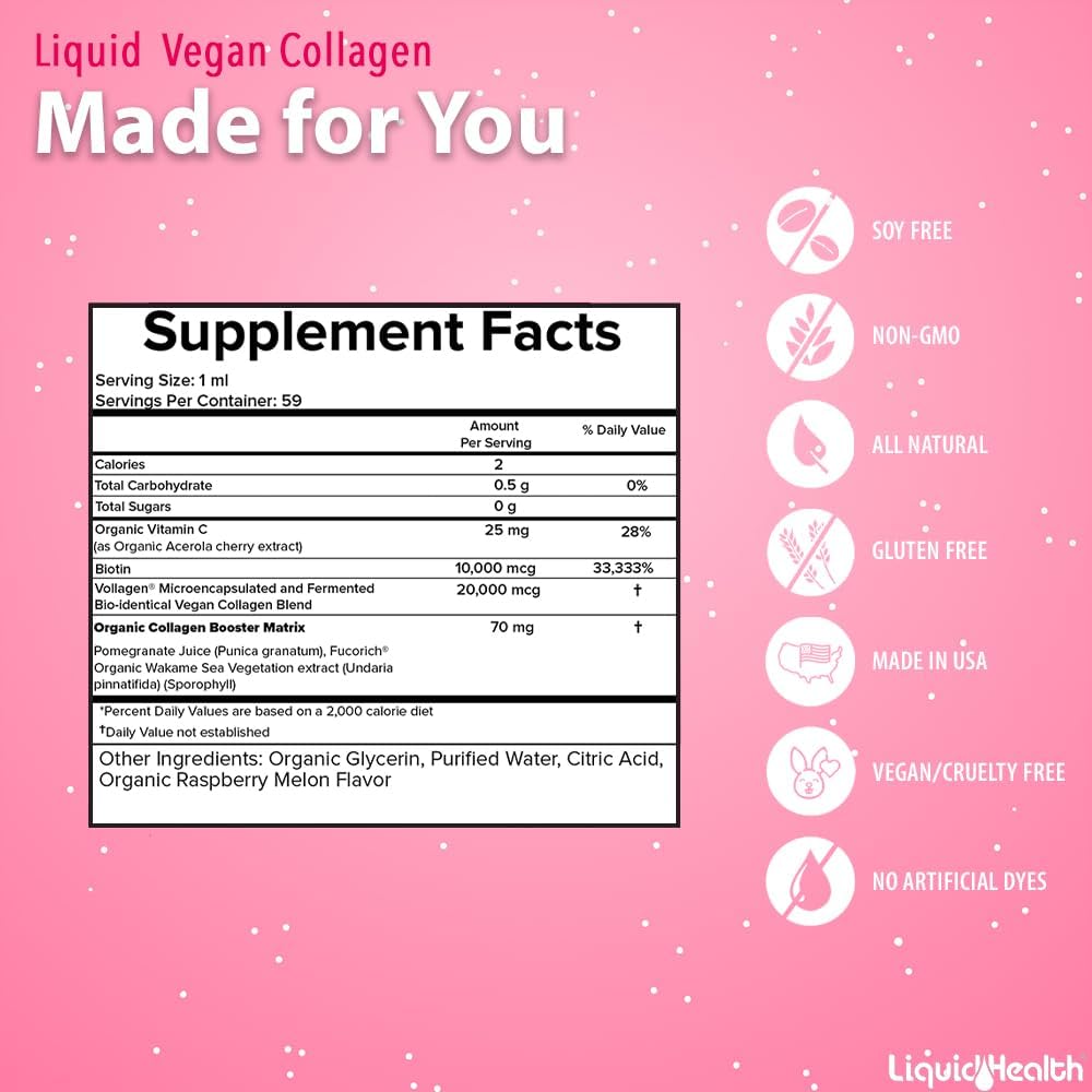LIQUIDHEALTH Vegan Beauty Sleep Vitamin Supplement Bundle with Liquid Collagen, Biotin, Calcium Magnesium & Melatonin Drops - görsel 6
