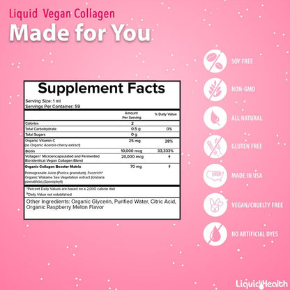 LIQUIDHEALTH Vegan Beauty Sleep Vitamin Supplement Bundle with Liquid Collagen, Biotin, Calcium Magnesium & Melatonin Drops