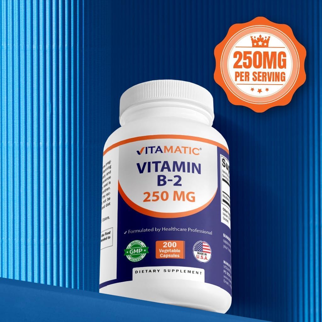 Vitamin B2 (Riboflavin) 250 mg, 200 Vegetarian Capsules – Contributes to Energy Metabolism, Nervous System Health, Skin & Eye Health, Antioxidant Support – Non-GMO, Gluten-Free - görsel 7