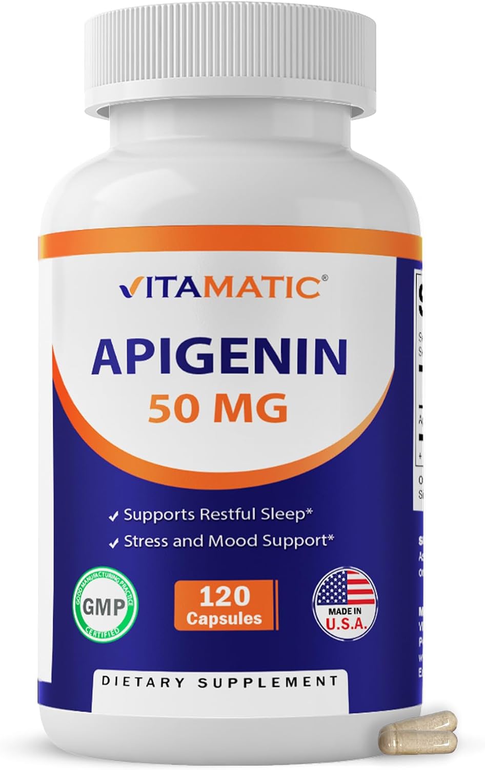 Vitamatic Apigenin 50mg – 120 Vegetarian Capsules, Plant-Based Flavonoid for Relaxation & Healthy Ageing - görsel 1