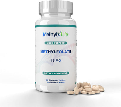 Methyl-Life® L-Methylfolate 15 mg – Active Folate Supplement with Cerebrofolate® – Chewable Tablets (90 Tablets)