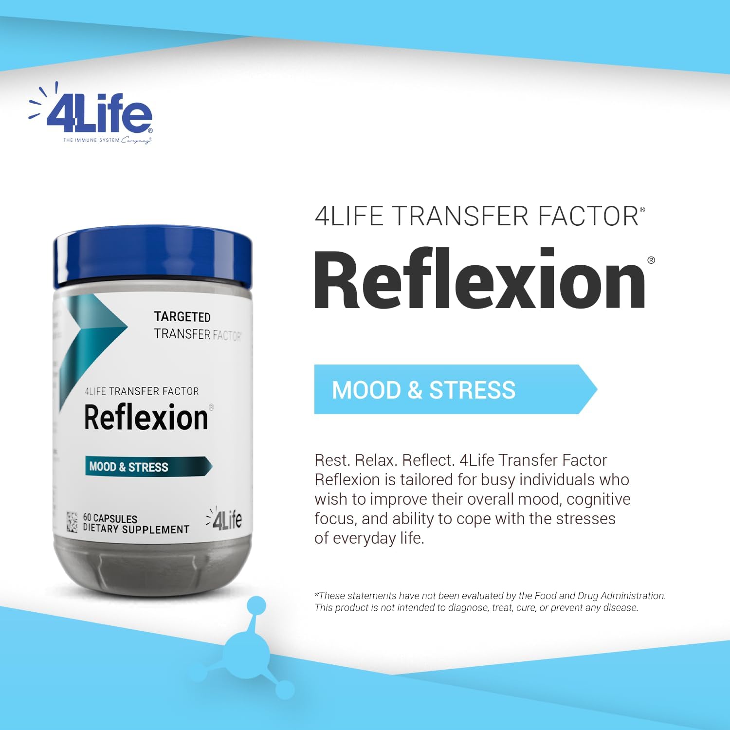 4Life Transfer Factor Reflexion Mood Support with L-Theanine, 60 Capsules - görsel 3