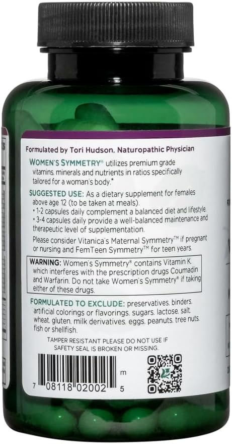 Vitanica Women's Symmetry, High Potency Multivitamin and Mineral, Vegan, 90 Capsules - görsel 3