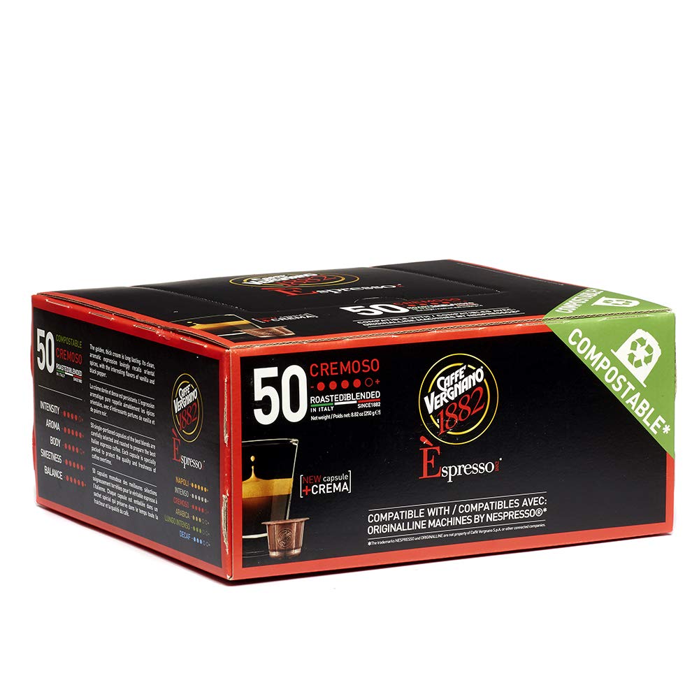 Caffe Vergnano Cremoso Capsules Compatible with Nespresso OriginalLine Machines - 50 Pack - görsel 1