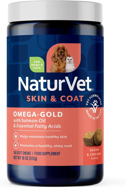 NaturVet – Salmon Oil Skin & Coat Plus Omegas | Supports Healthy Skin & Glossy Coat | Natural Source of Omega-3 & 6 Fatty Acids | for Dogs & Cats (500 ml)