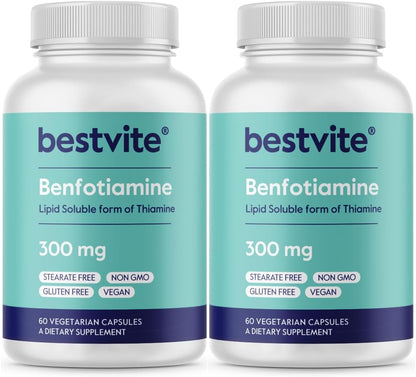 BESTVITE Benfotiamine 300mg - 120 Vegetarian Capsules