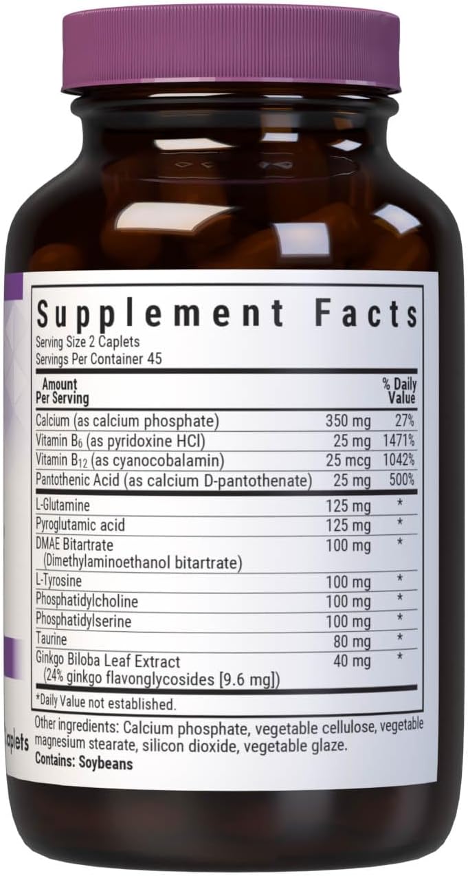 BlueBonnet Nutrition Power Thought Nootropic Brain Support Supplement with Phosphatidylserine, B Vitamins, Ginkgo, L-Tyrosine for Daily Focus - Non-GMO, Gluten-Free - 90 Tablets - görsel 2