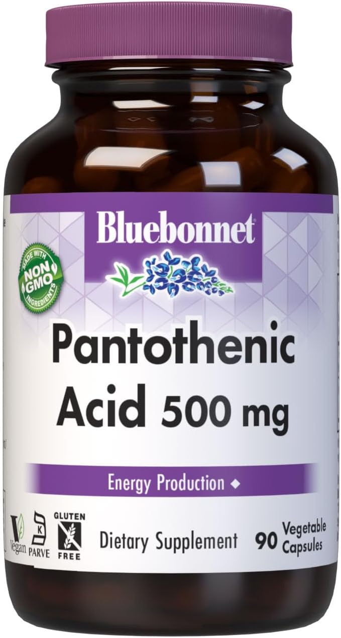 Bluebonnet Pantothenic Acid 500 mg Vegetable Capsules, 90 Count - görsel 1