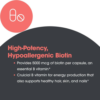 ARG Biotin 5000 - 5000 mcg Biotin Supplement for Hair, Skin & Nails