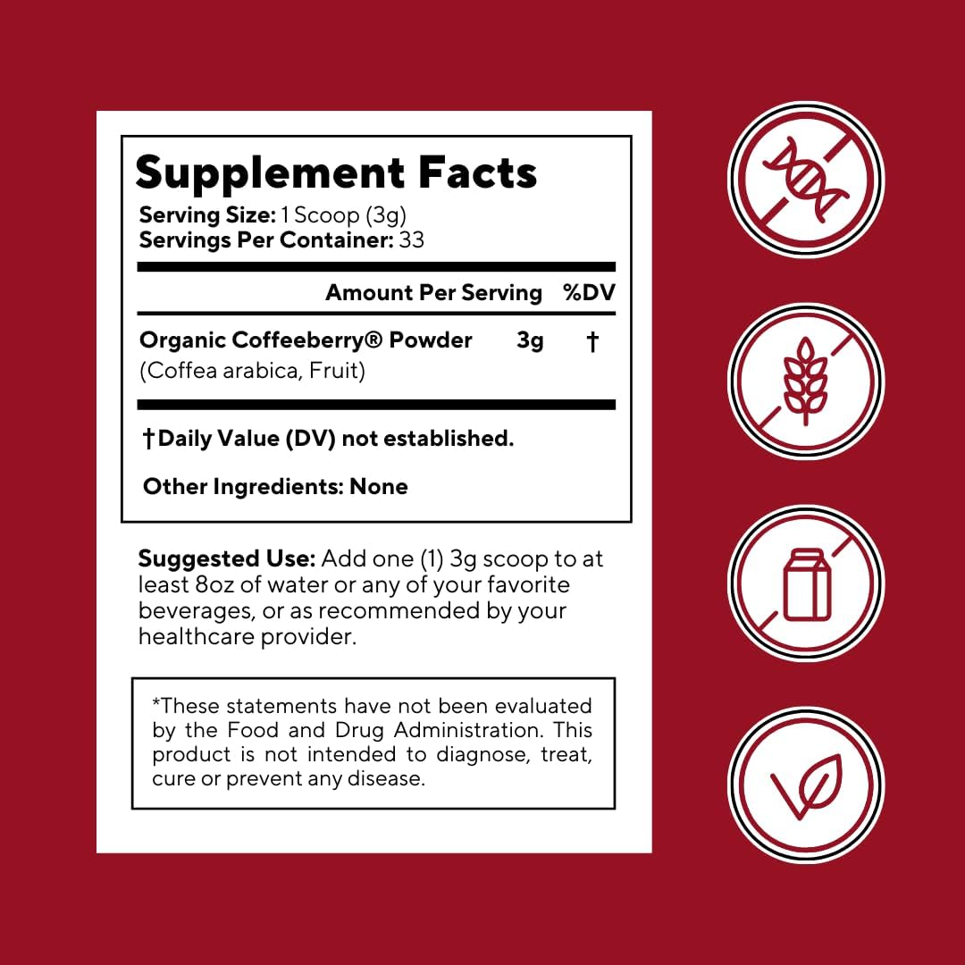 Vitacoffee Coffee Fruit Powder for Alertness, Concentration, and Antioxidant Support – 100g (33-Day Supply) – Non-GM, Gluten-Free, Vegan - görsel 8