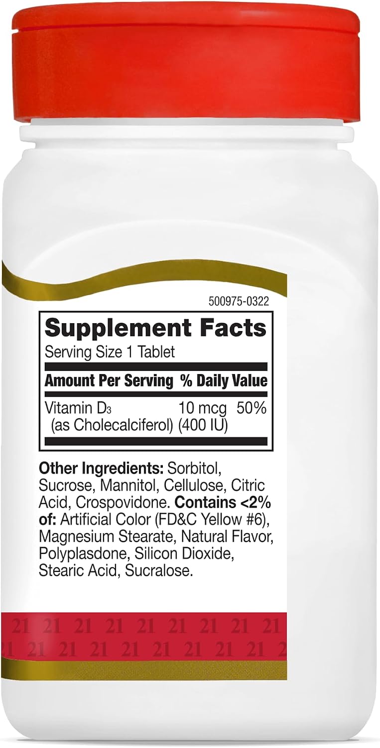 21st Century Vitamin D 400 IU Orange Chewable Tablets, 110 Tablets (2 Pack) - görsel 3