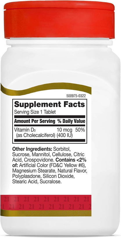 21st Century Vitamin D 400 IU Orange, 110 Count