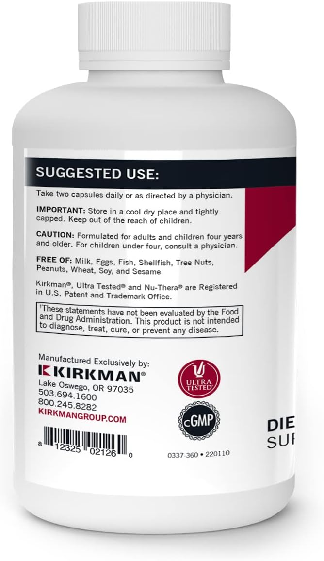 Kirkman Super Nu-Thera - 360 Capsules - Comprehensive Multivitamin with Vitamin B6 & Magnesium - Hypoallergenic - görsel 3