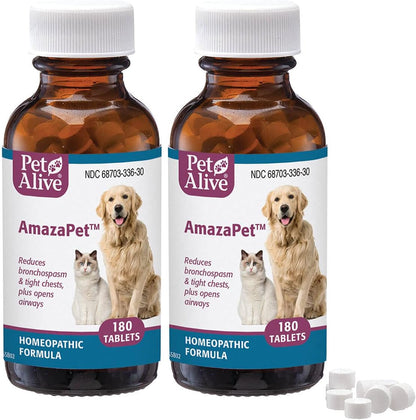 AmazaPet – Dog Cough & Respiratory Support Tablets – Supports Healthy Lung Function & Easy Breathing – Safe for Dogs & Cats – Comfort for Occasional Cough, Throat & Bronchial Wellbeing – 180 Tablets