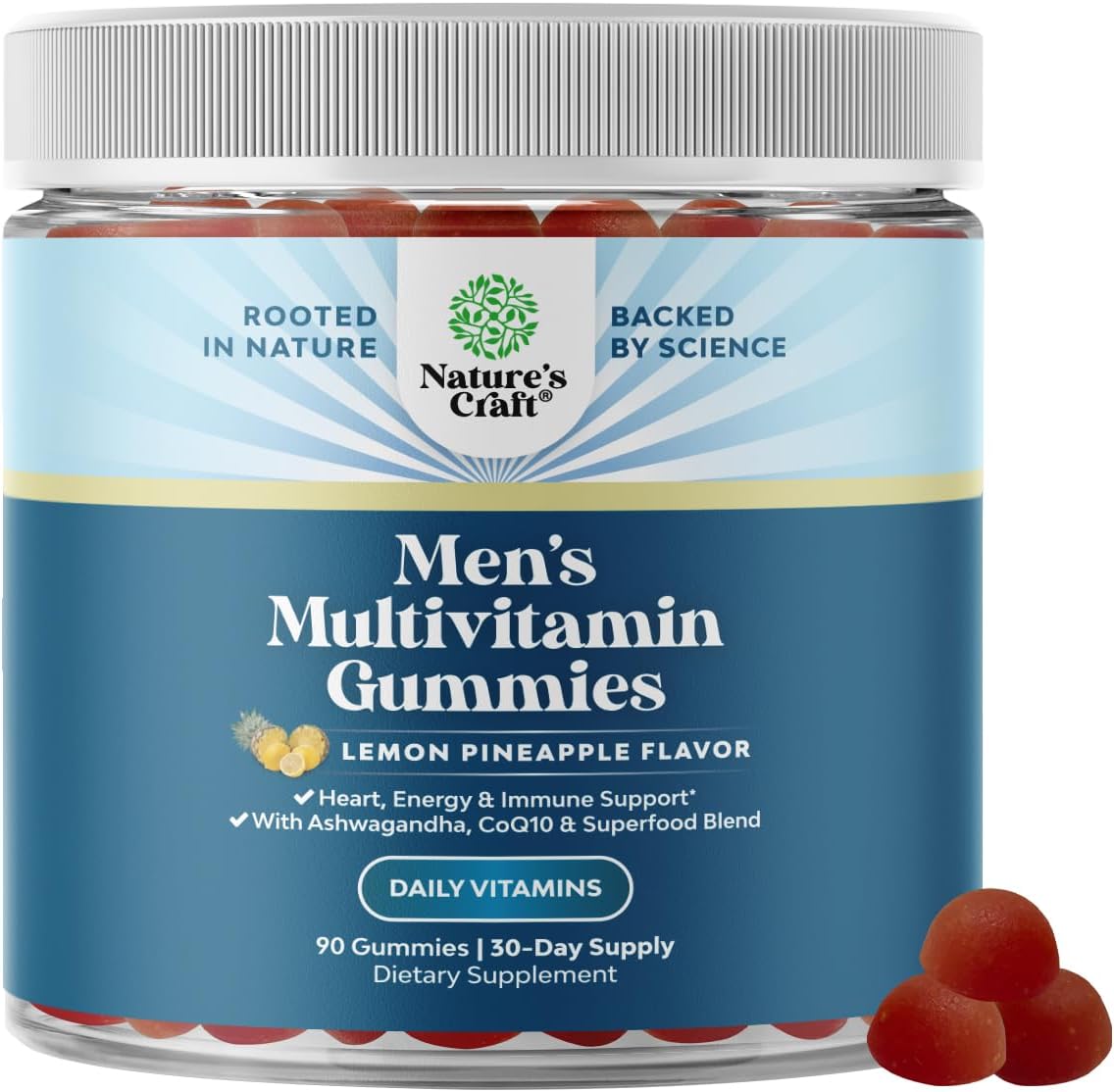 Men's Multivitamin Gummies with Superfood Complex - Daily Multivitamin for Men with CoQ10 and Ashwagandha - 90 Gummies - görsel 1