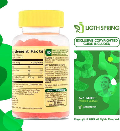 LightSpring Vegetarian Vitamin C Gummies for Adults, 250 mg, 70 Count (3-Pack)