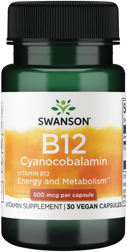 Swanson Vitamin B12 500 mcg 30 Capsules