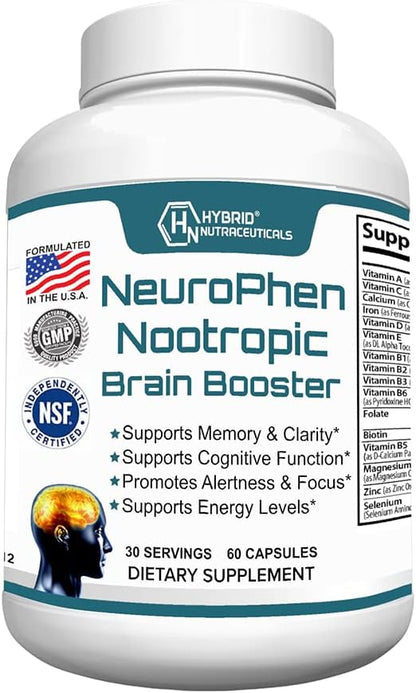 NeuroPhen Nootropics Brain Booster Supplement - Focus, Memory & Clarity Capsules