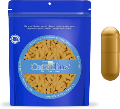Capsuline Size 0 Coloured Gold Empty Gelatine Capsules, 500 Count