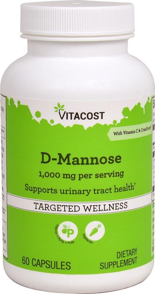 Vitacost D-Mannose with Vitamin C Featuring CranForte®, 60 Capsules - görsel 1