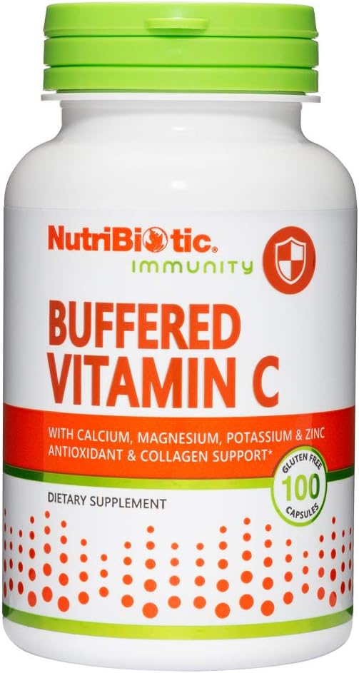 NutriBiotic Buffered Vitamin C, 500 mg, 100 Capsules - Pharmaceutical Grade with Minerals - görsel 1