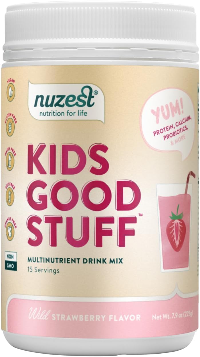 Nuzest Kids Good Stuff Vegan Smoothie Mix – Wild Strawberry – Multivitamin Supplement (225g) - görsel 1