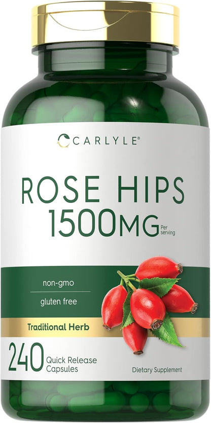 Carlyle Rose Hips | 1500 mg | 240 Quick Release Capsules | Non-GMO & Gluten-free Food Supplement