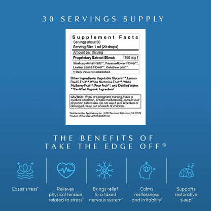 Apothékary Take The Edge Off - Herbal Liquid Drops for Stress Relief, 30 ml