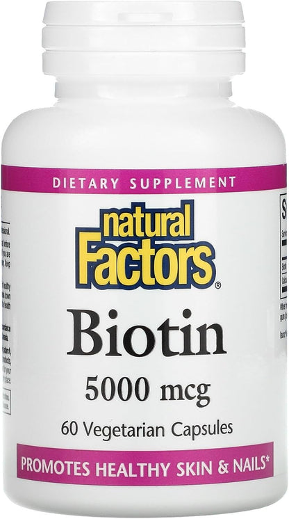 Biotin 5000 mcg, 60 VCaps - Natural Factors