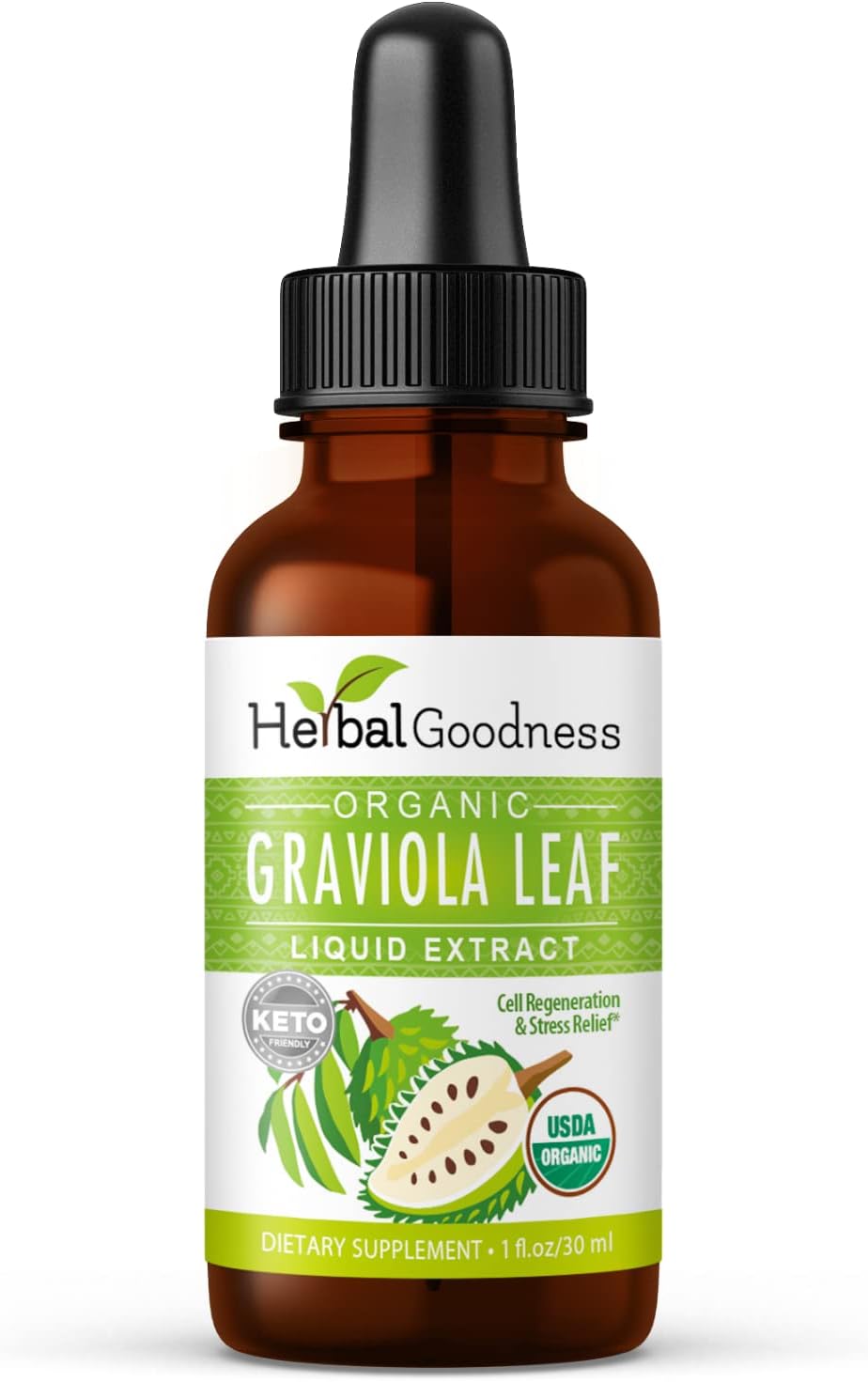 Herbal Goodness Organic Soursop Graviola Leaf Extract 30ml – 15:1 Concentrated Liquid Tincture - görsel 1