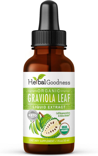 Herbal Goodness Organic Soursop Graviola Leaf Extract 30ml – 15:1 Concentrated Liquid Tincture