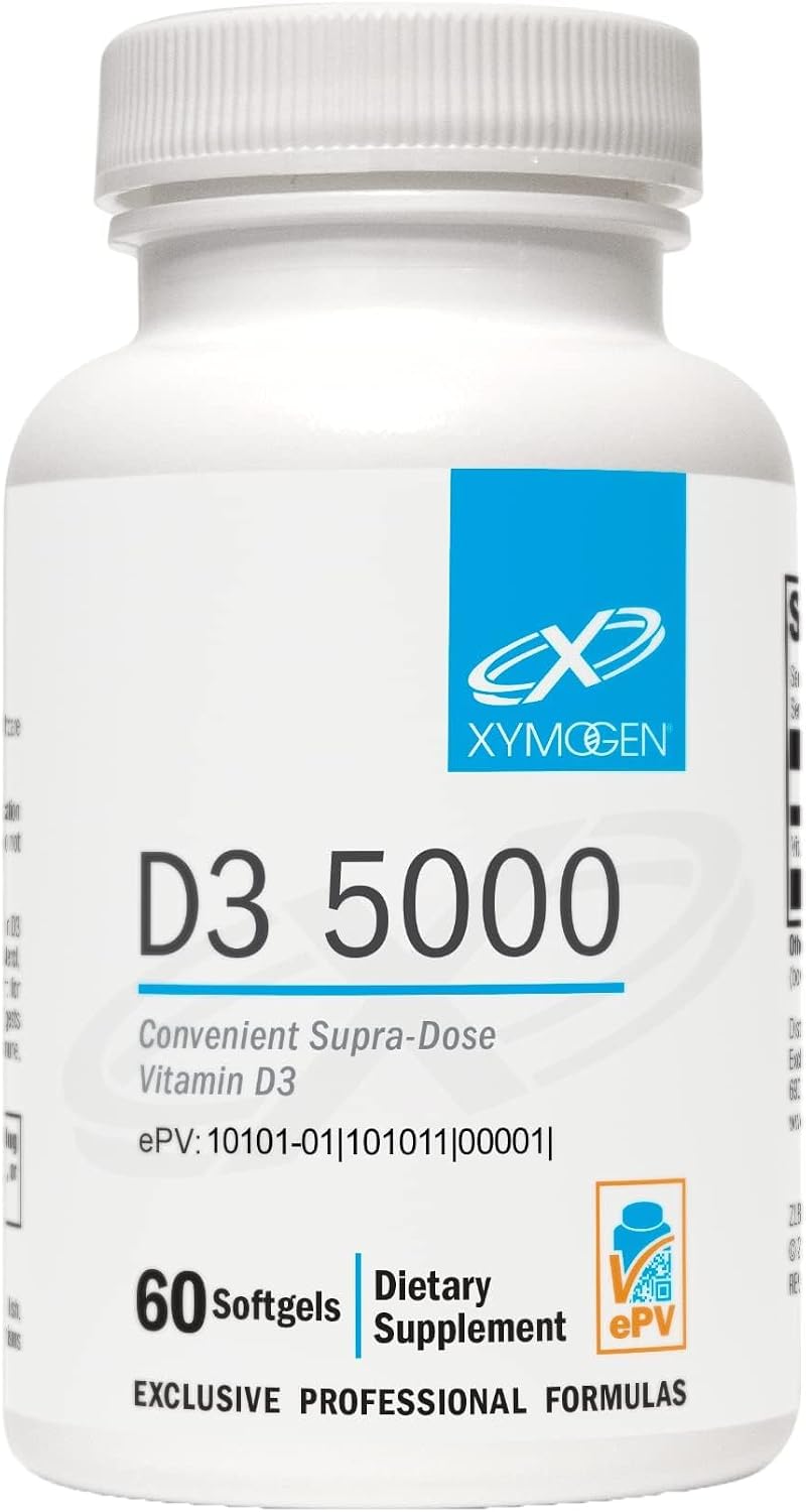 XYMOGEN D3 5000 - Bio-available Vitamin D3 5000 IU (125 mcg) - High Strength Vitamin D Food Supplement, 60 Softgels - görsel 1
