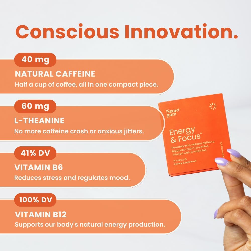 NeuroGum Energy & Focus, Cinnamon, 12 Packs, 9 Pieces Each - görsel 4