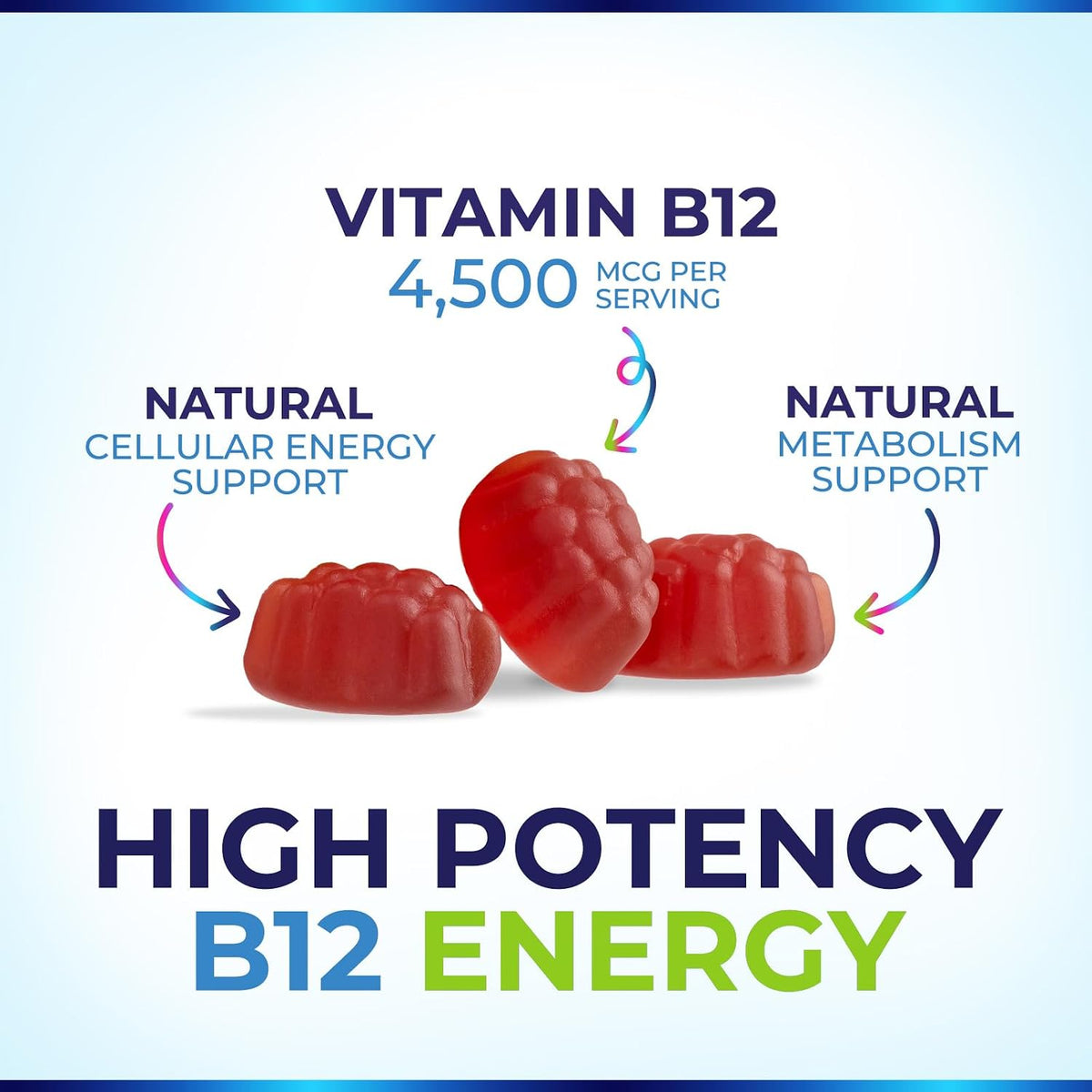 Nature's Nutrition B12 Energy Gummies - 4500 mcg - Extra Strength - Berry Flavour - 120 Gummies - görsel 3