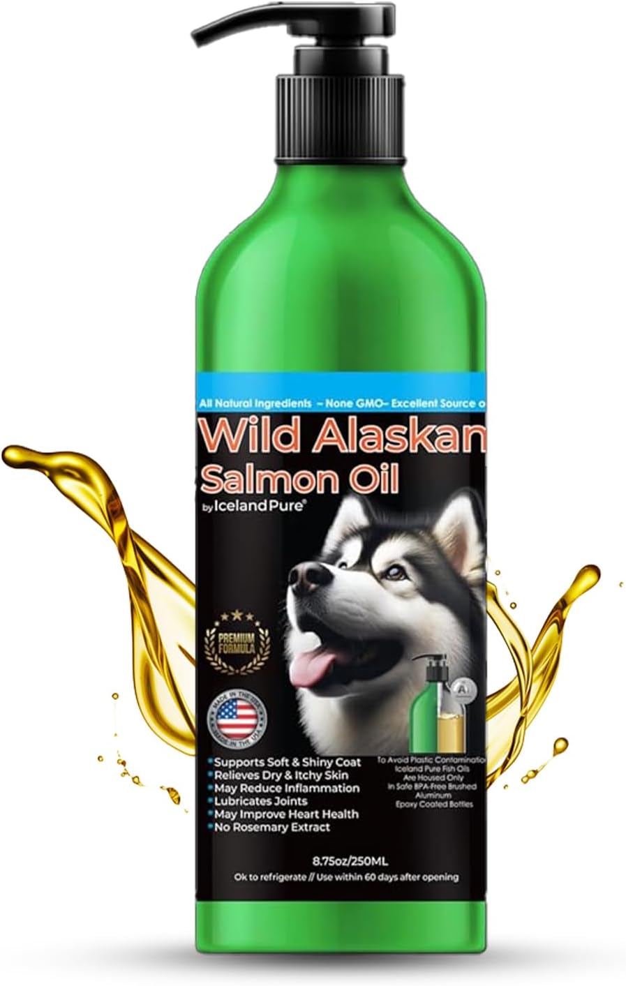 Iceland Pure Wild Alaskan Salmon Oil for Dogs and Cats – Omega-3 Supplement with Pollock Oil, 500 ml - görsel 10