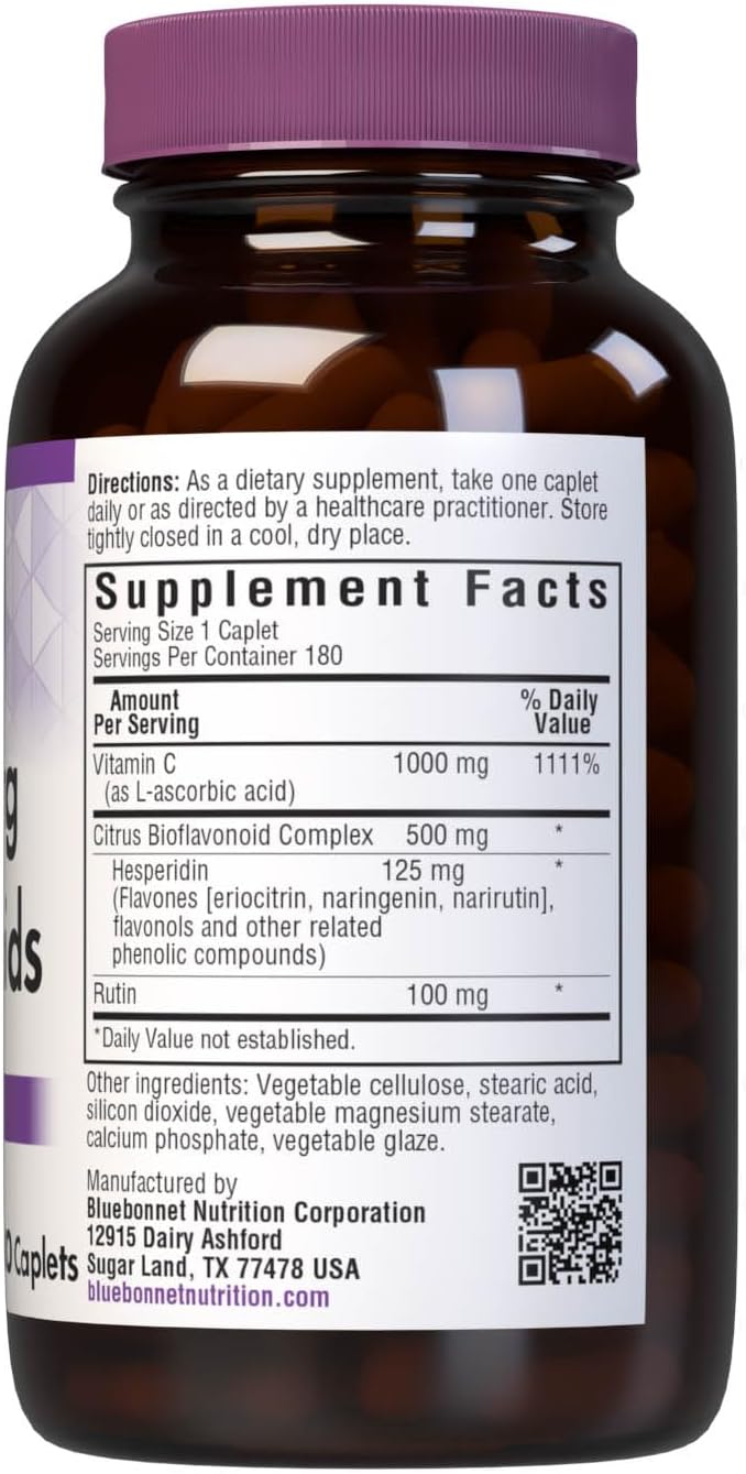 Bluebonnet Nutrition C-1000 mg Plus Bioflavonoids Caplets, 180 Caplets - görsel 2