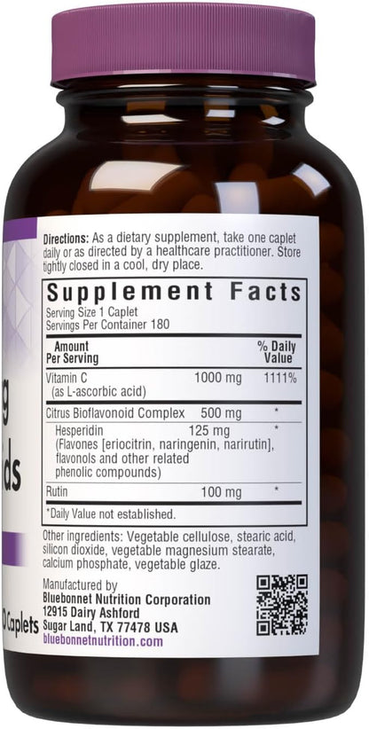 Bluebonnet Nutrition C-1000 mg Plus Bioflavonoids Caplets, 180 Caplets