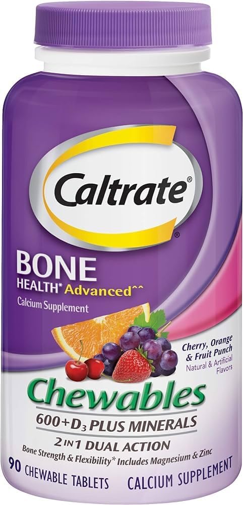 Caltrate Calcium and Vitamin D3 Food Supplement 600+D3 Plus Minerals Chewable Tablets, 90 Tablets (Pack of 2) - görsel 1